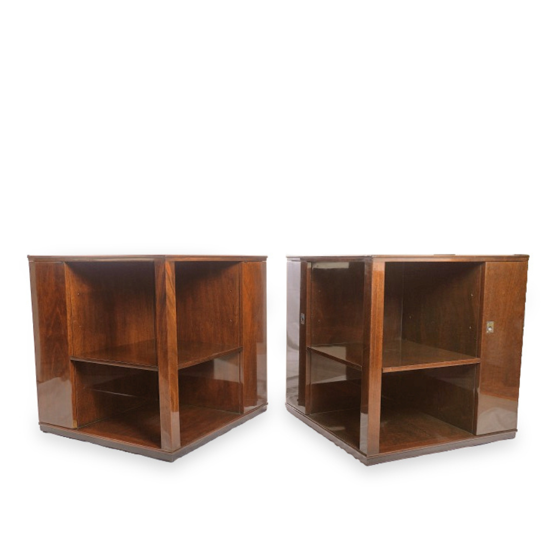 Rare Edward Wormley for Dunbar End Tables with Liquor Cabinets