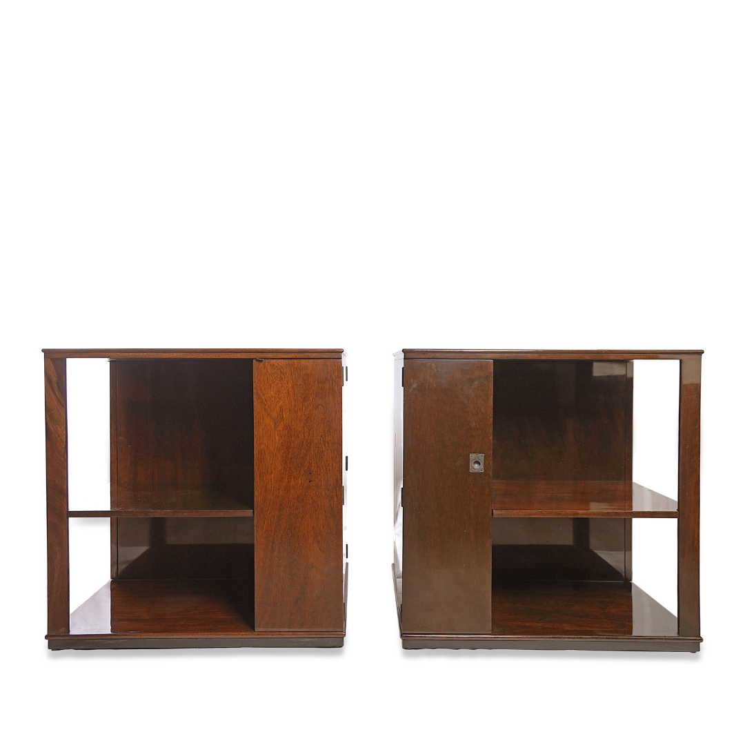 Rare Edward Wormley for Dunbar End Tables with Liquor Cabinets