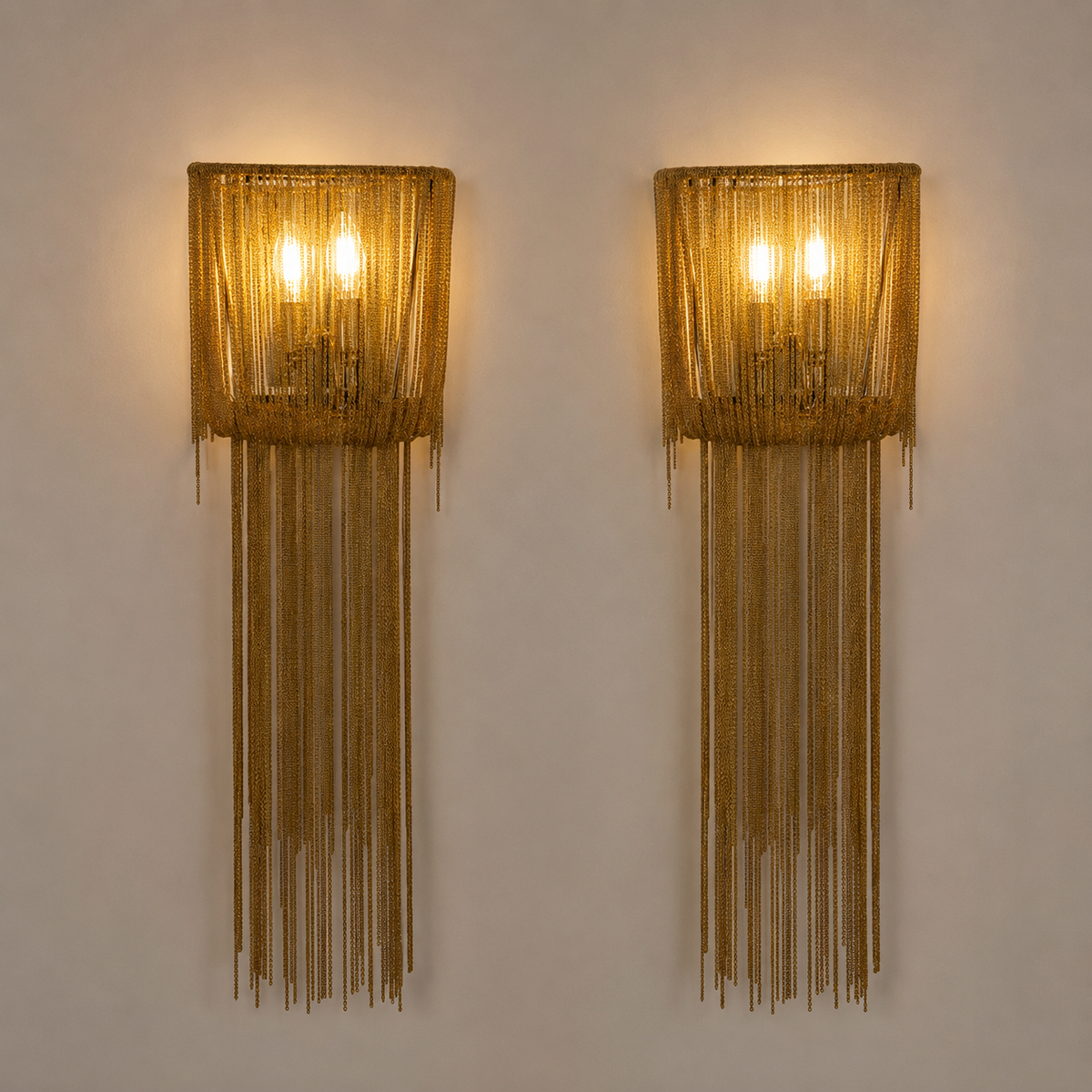Clutch Modern Alee Large Sconce Staggered Draped Chain, Pair of