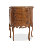 Antique French Louis XV Demilune Marquetry Inlaid Marble Top Side Table & Nightstand
