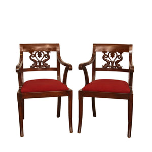 Antique Regency Mahogany Arm Chairs, Pair