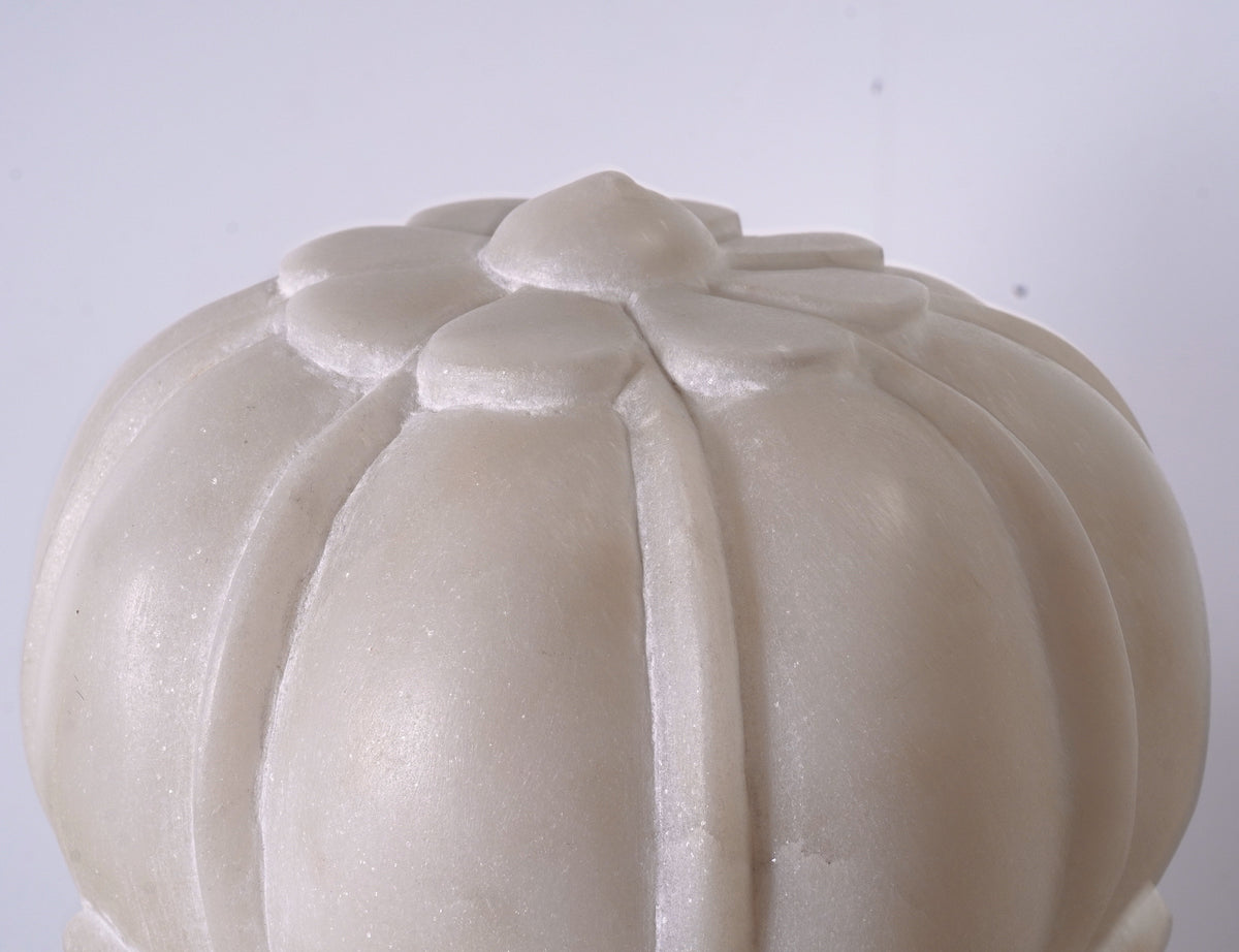 Carved Agra Style Marble Bookends or Paper Weight, Set of 2