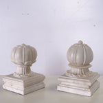 Carved Agra Style Marble Bookends or Paper Weight, Set of 2