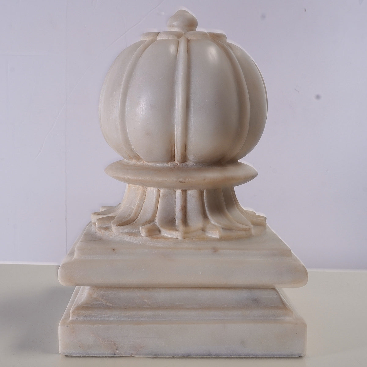 Carved Agra Style Marble Bookends or Paper Weight, Set of 2