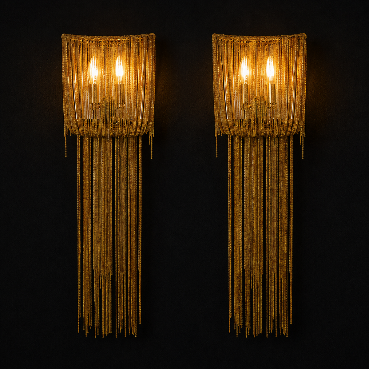Clutch Modern Alee Large Sconce Staggered Draped Chain, Pair of