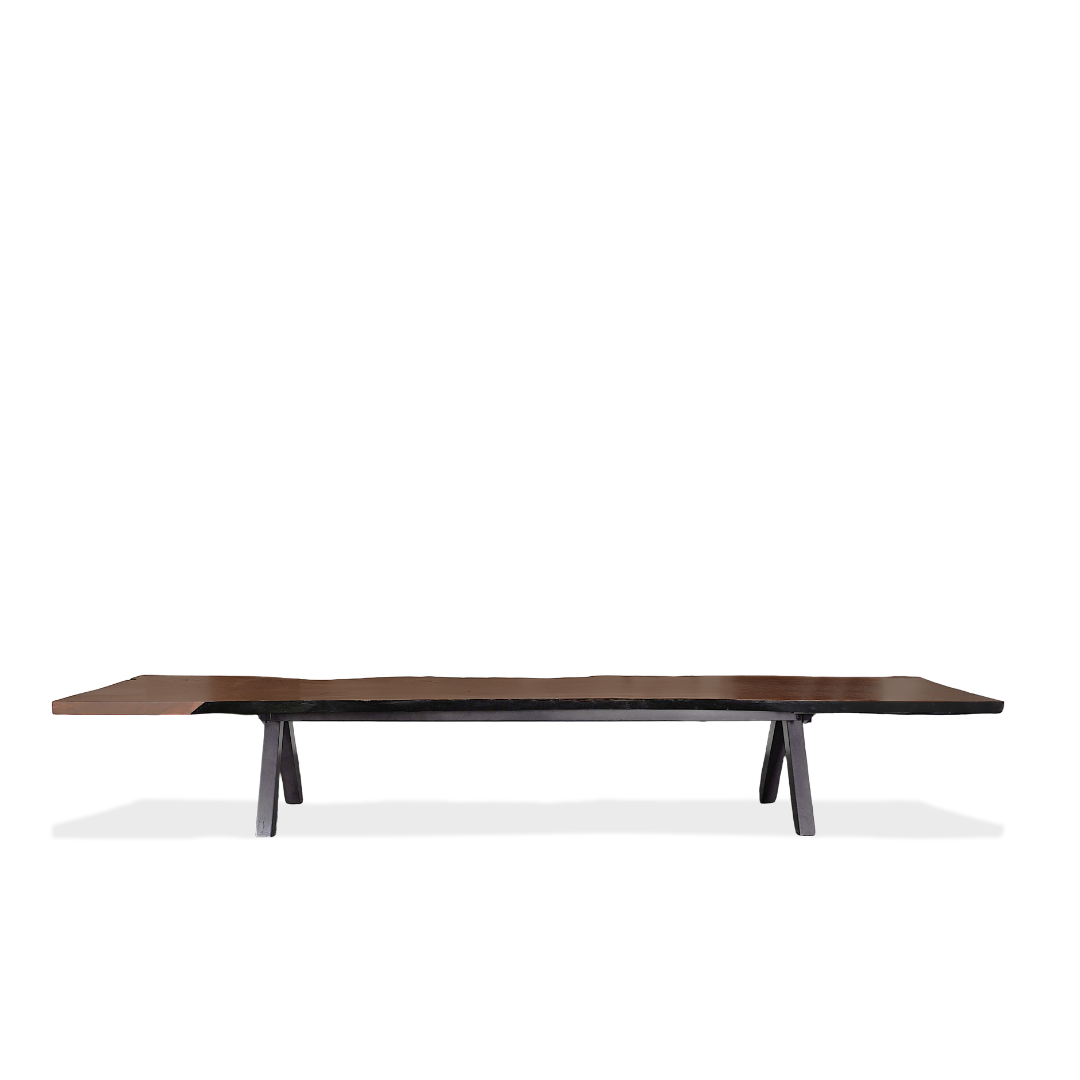 Custom 16 Feet Double Slab Claro Walnut with Cantilever Base Table - George Nakashima Inspired