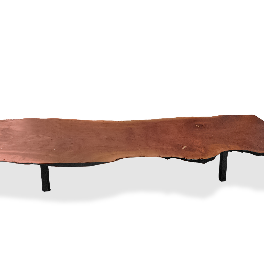 Custom 16 Feet Double Slab Claro Walnut with Cantilever Base Table - George Nakashima Inspired
