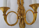 Luminaire d'Art Hunter Horn Gilt Sconces, Pair of