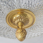 French Knurled Crystal Dore Bronze Brass Flush Mount
