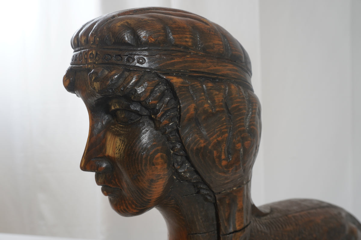 Vintage Egyptian Revival Hand Carved Sphinx, Pair of