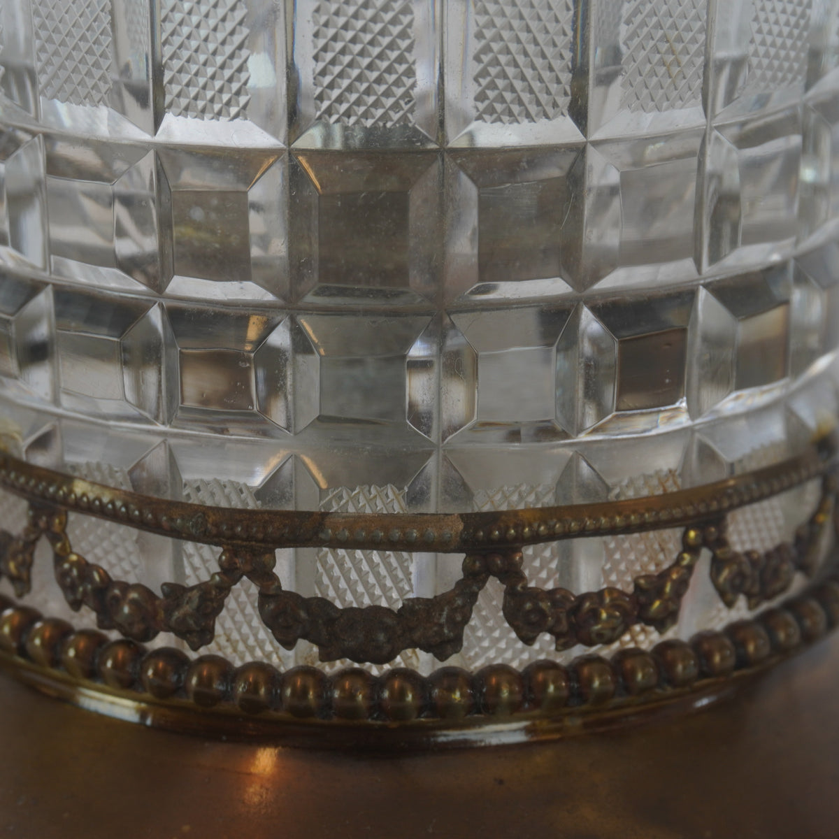 Vintage Fine Crystal and Brass Table Lamps, Pair of