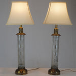 Vintage Fine Crystal and Brass Table Lamps, Pair of