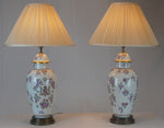 Antique French Edme Samson Armorial Pot w Lid Lamps, Pair of