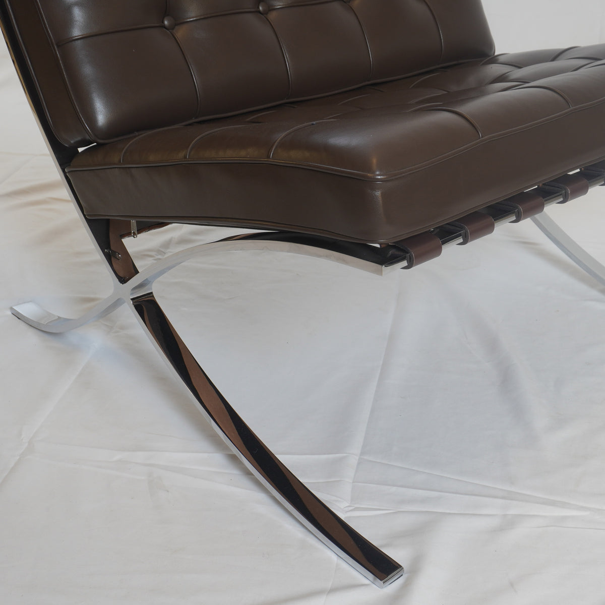 Knoll Barcelona Leather Chair and Ottoman Designed by Ludwig Mies van der Rohe