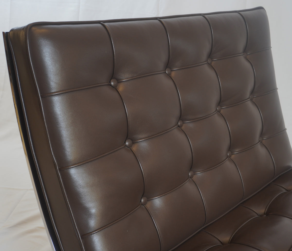 Knoll Barcelona Leather Chair and Ottoman Designed by Ludwig Mies van der Rohe