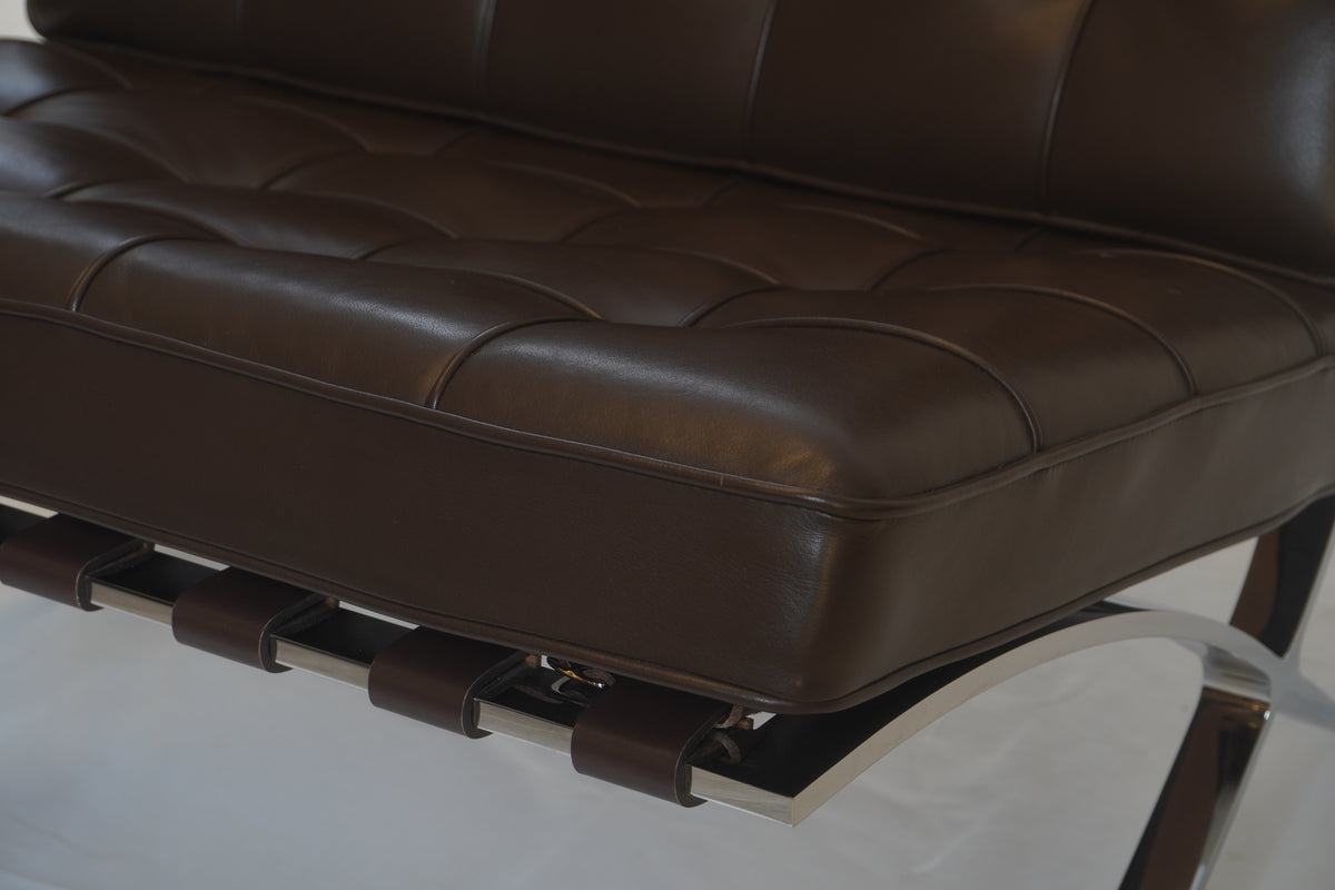 Knoll Barcelona Leather Chair and Ottoman Designed by Ludwig Mies van der Rohe