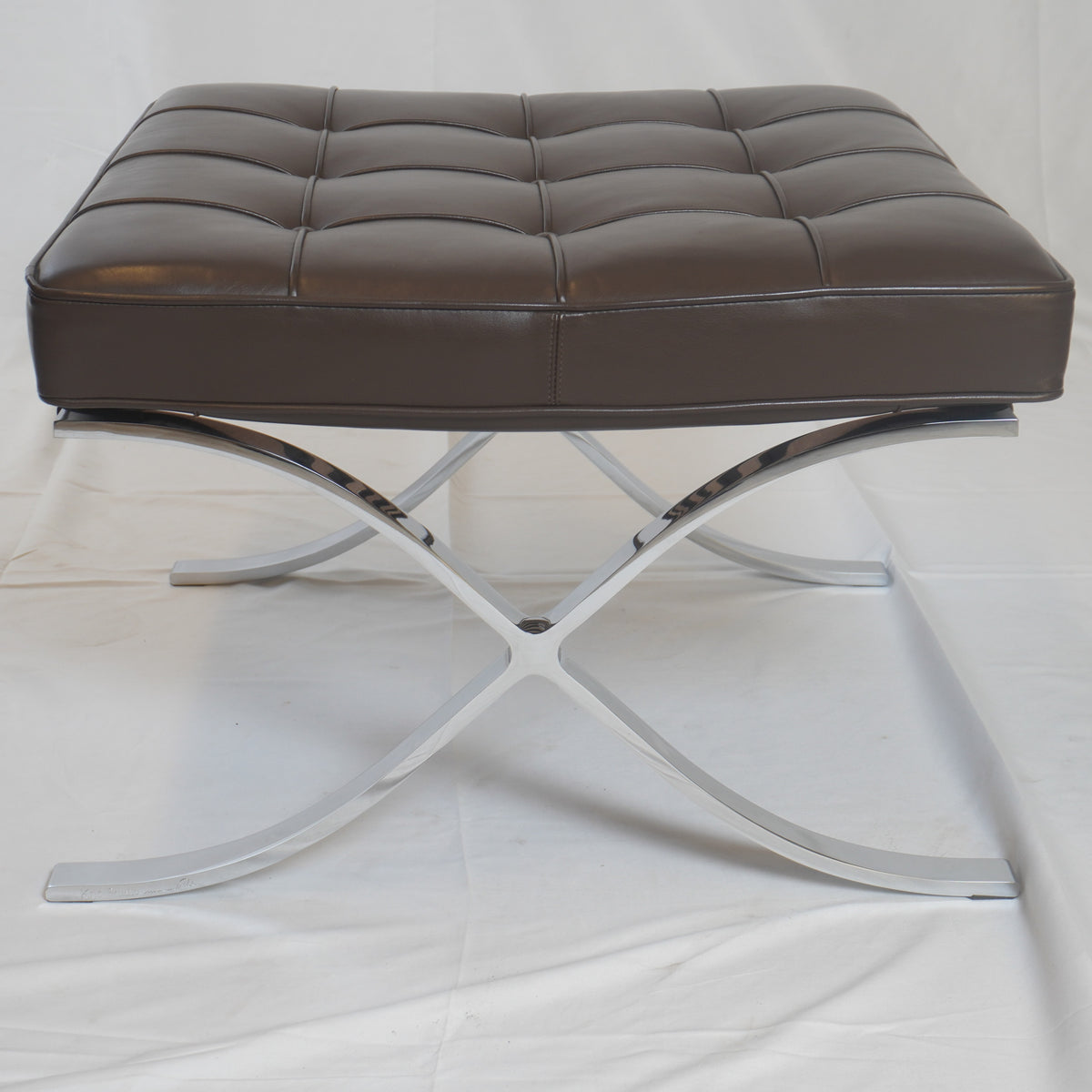 Knoll Barcelona Leather Chair and Ottoman Designed by Ludwig Mies van der Rohe