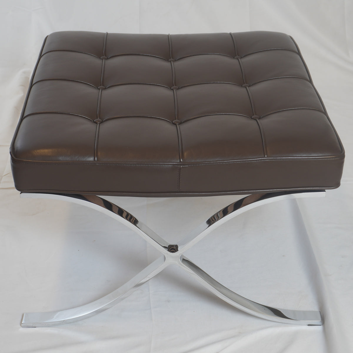 Knoll Barcelona Leather Chair and Ottoman Designed by Ludwig Mies van der Rohe