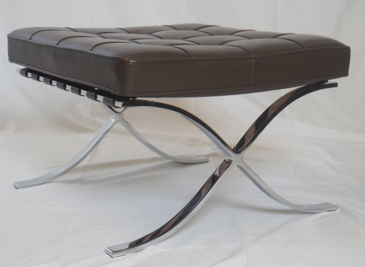 Knoll Barcelona Leather Chair and Ottoman Designed by Ludwig Mies van der Rohe
