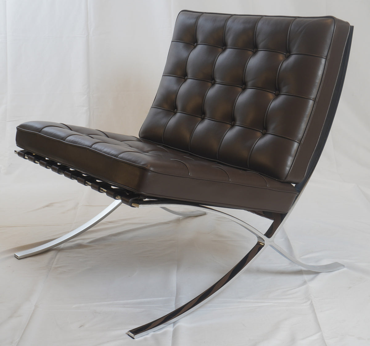 Knoll Barcelona Leather Chair and Ottoman Designed by Ludwig Mies van der Rohe