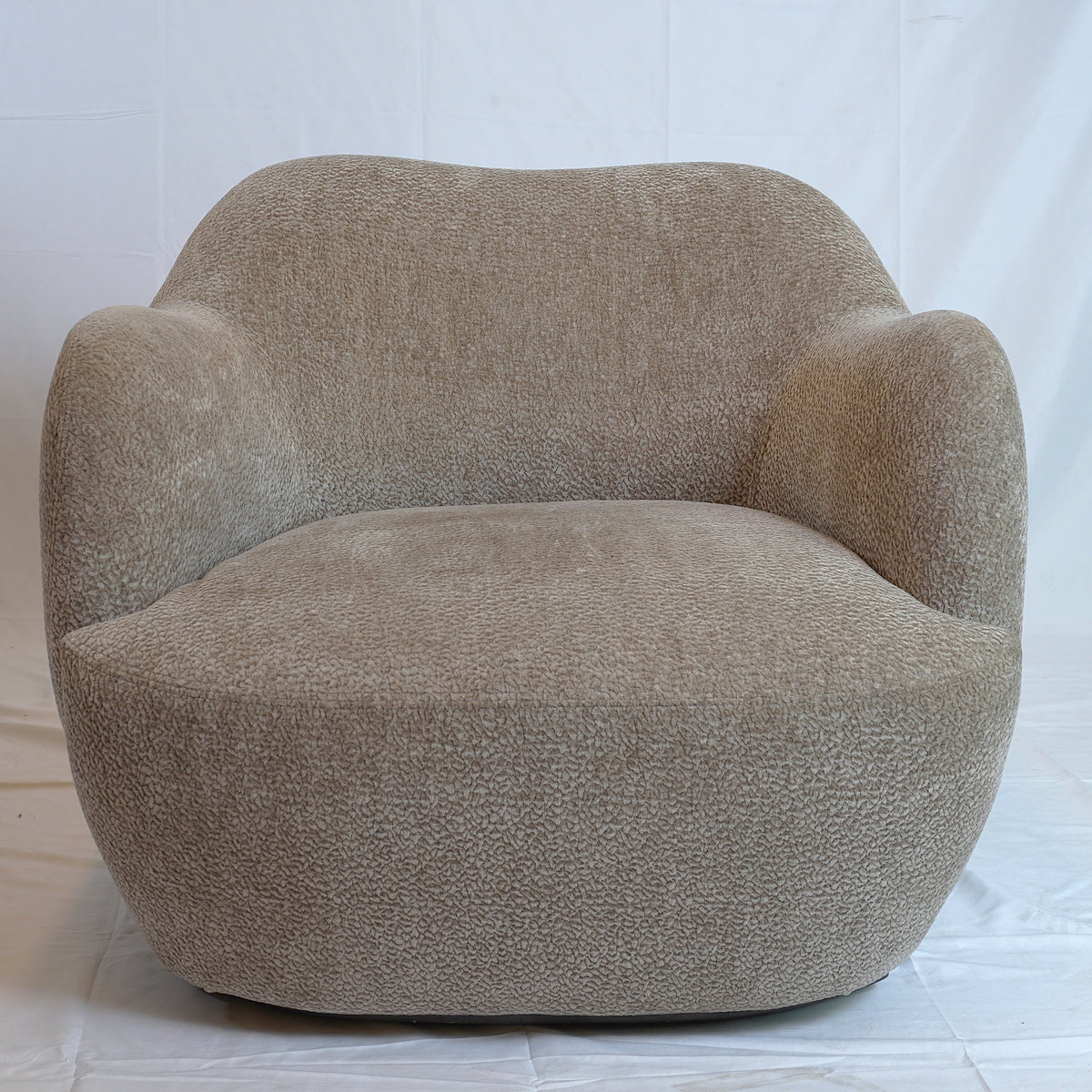 Julius Swivel Barrel Chairs with one SofaCo Ottoman, Pair Of