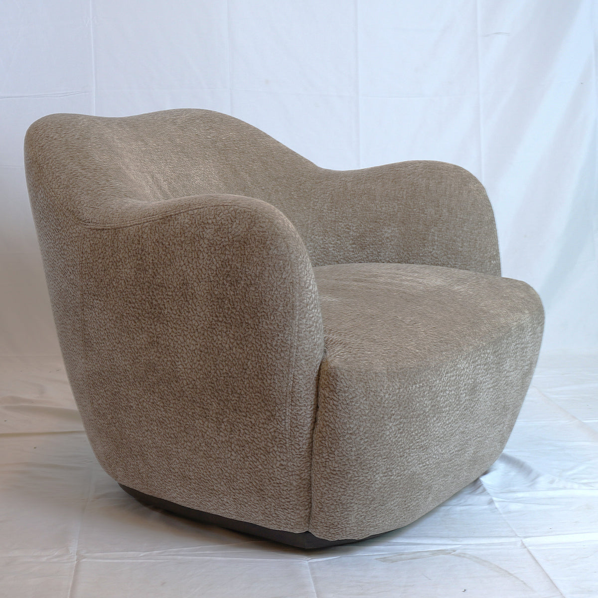 Julius Swivel Barrel Chairs with one SofaCo Ottoman, Pair Of