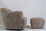 Julius Swivel Barrel Chairs with one SofaCo Ottoman, Pair Of