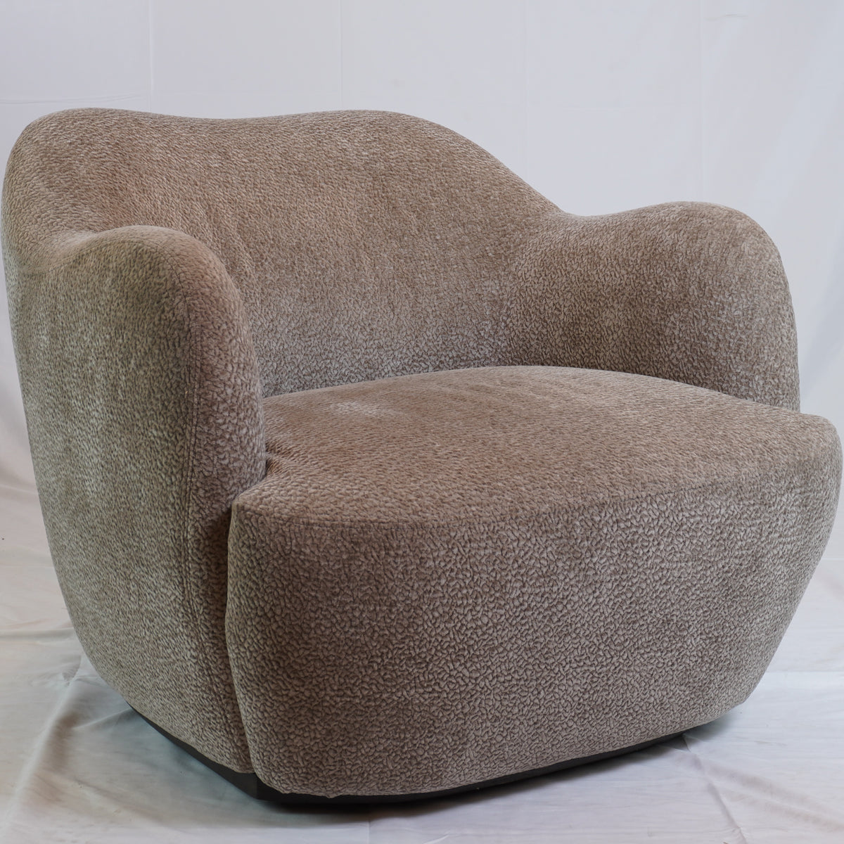 Julius Swivel Barrel Chairs with one SofaCo Ottoman, Pair Of