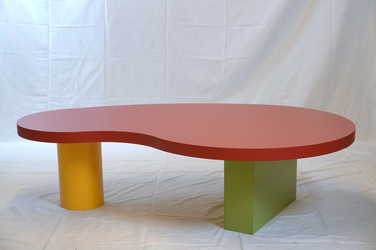 Vintage Post Modern Memphis Kidney Shape Coffee Table