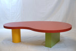 Vintage Post Modern Memphis Kidney Shape Coffee Table
