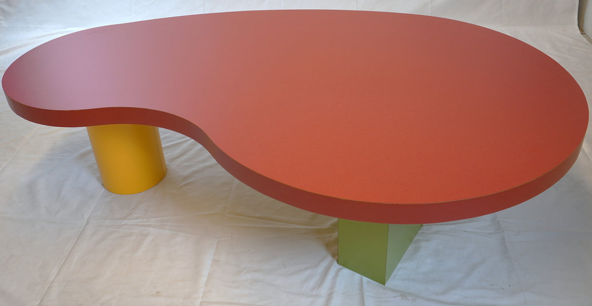Vintage Post Modern Memphis Kidney Shape Coffee Table