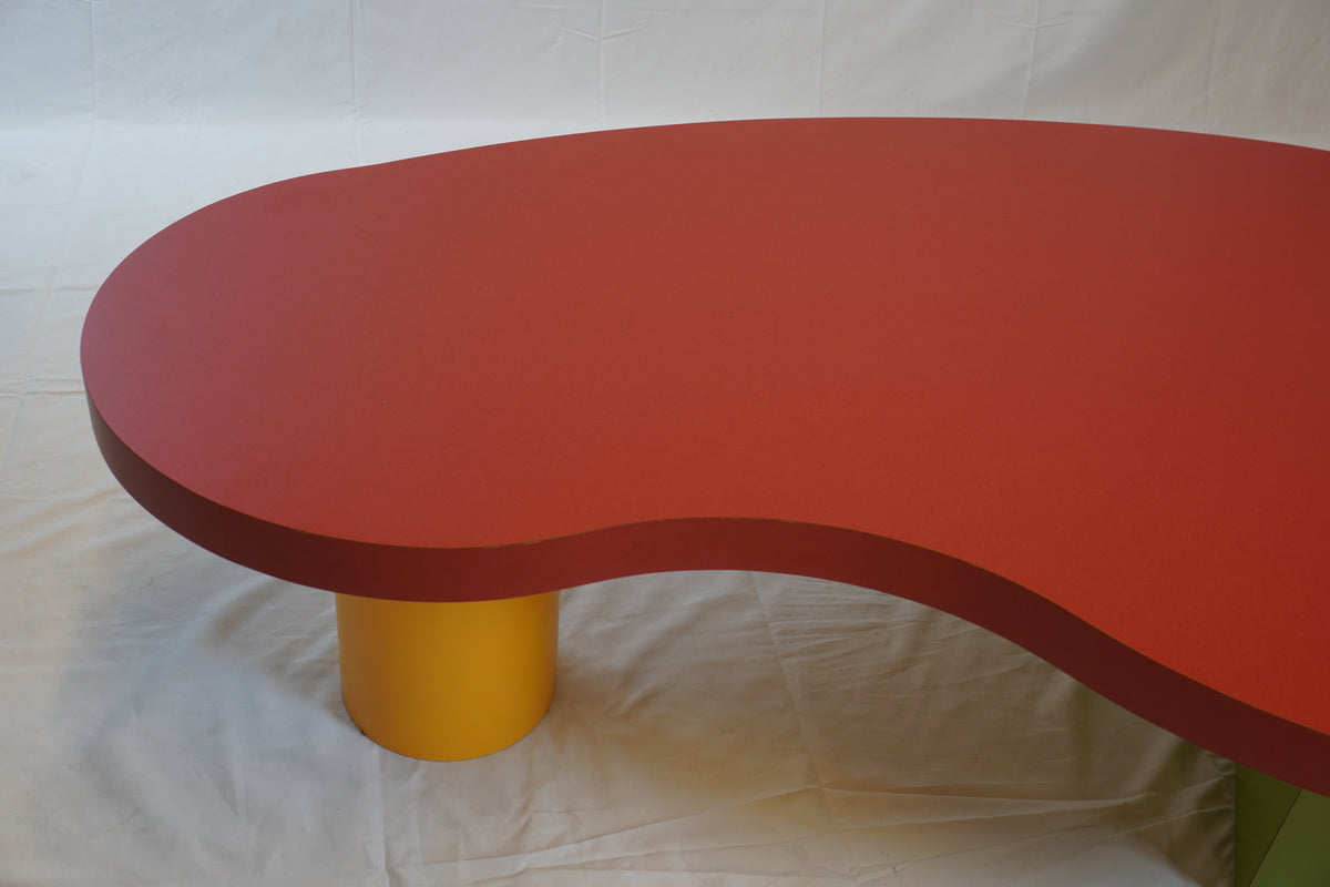 Vintage Post Modern Memphis Kidney Shape Coffee Table