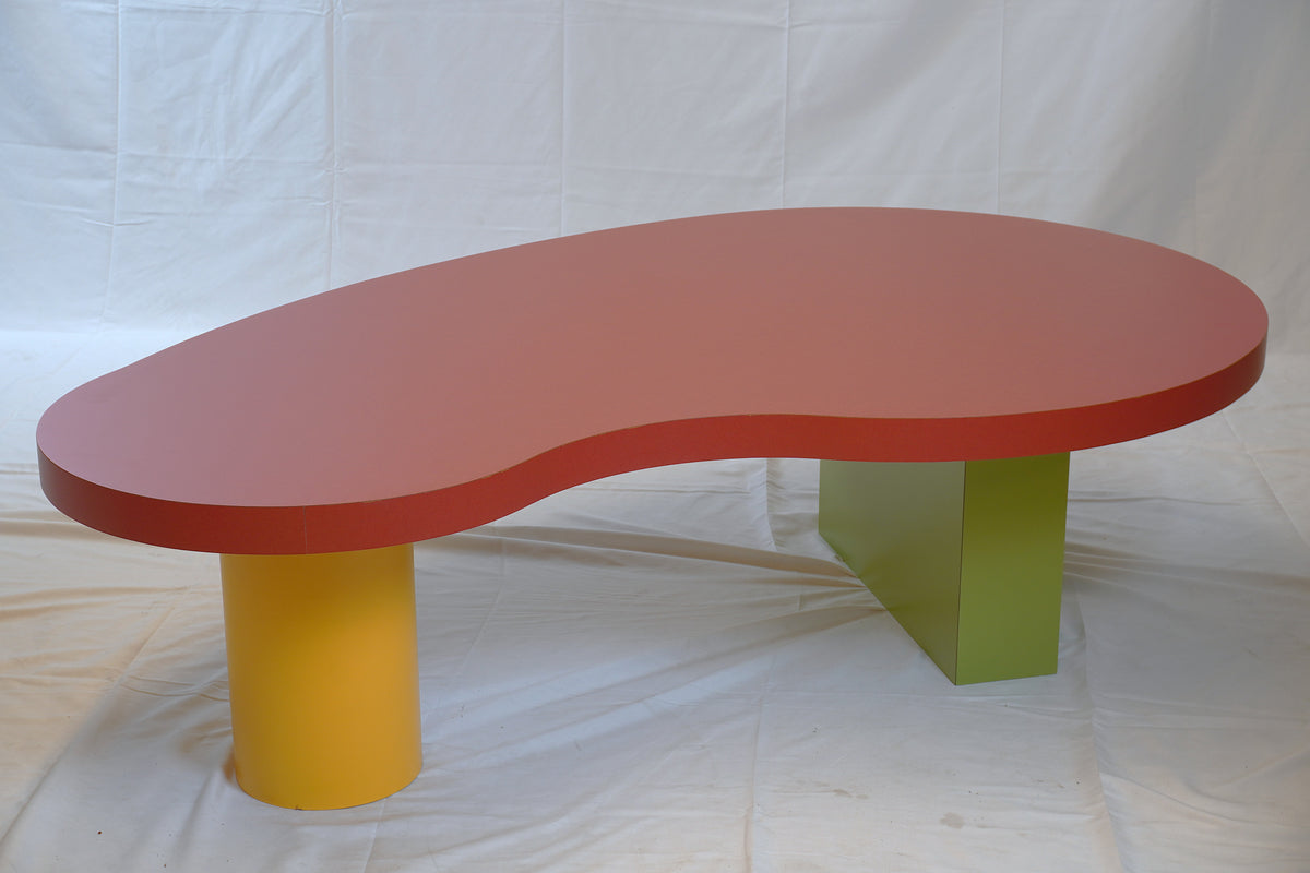 Vintage Post Modern Memphis Kidney Shape Coffee Table