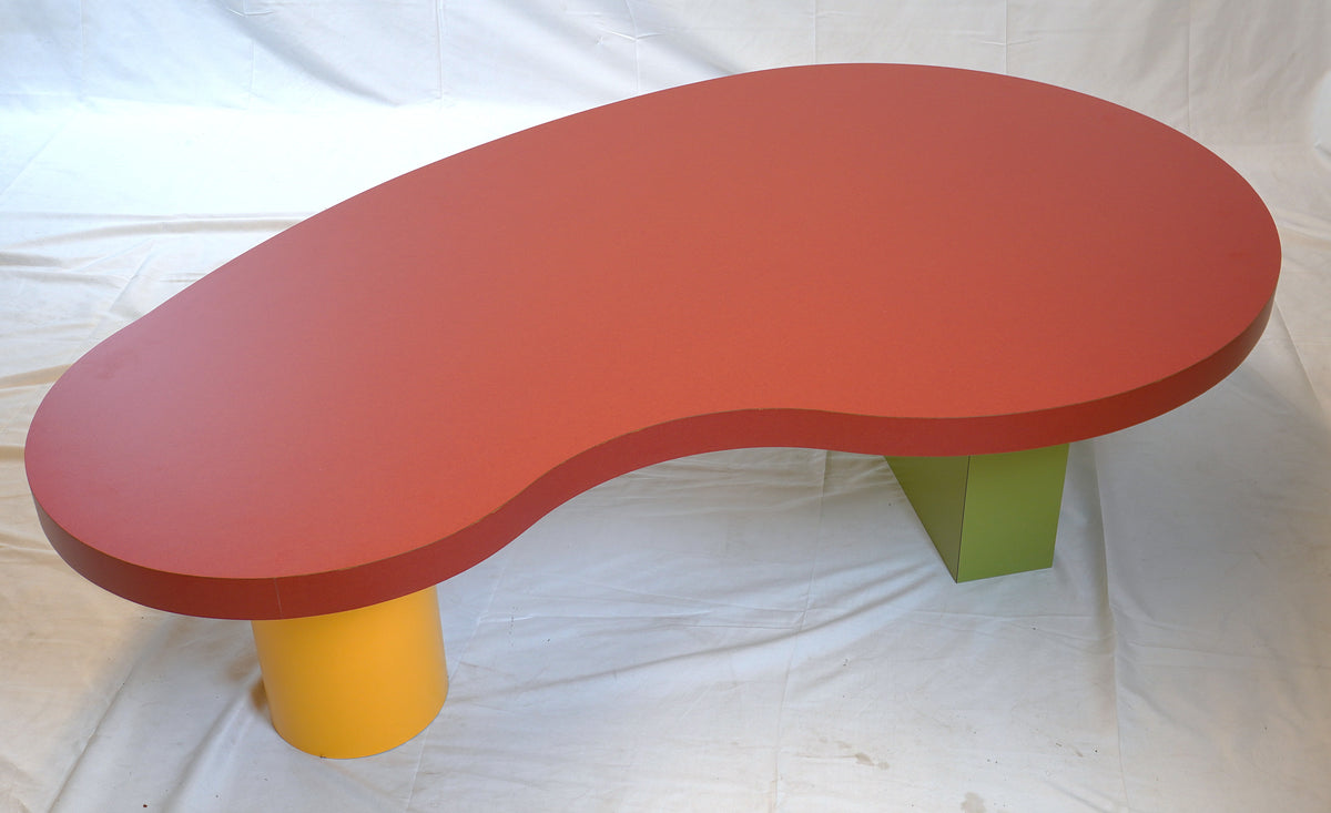 Vintage Post Modern Memphis Kidney Shape Coffee Table