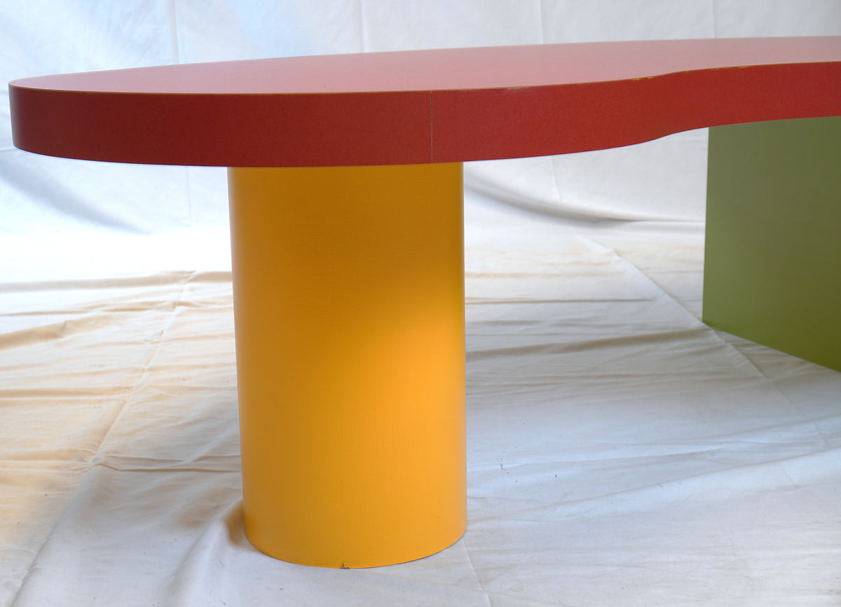 Vintage Post Modern Memphis Kidney Shape Coffee Table