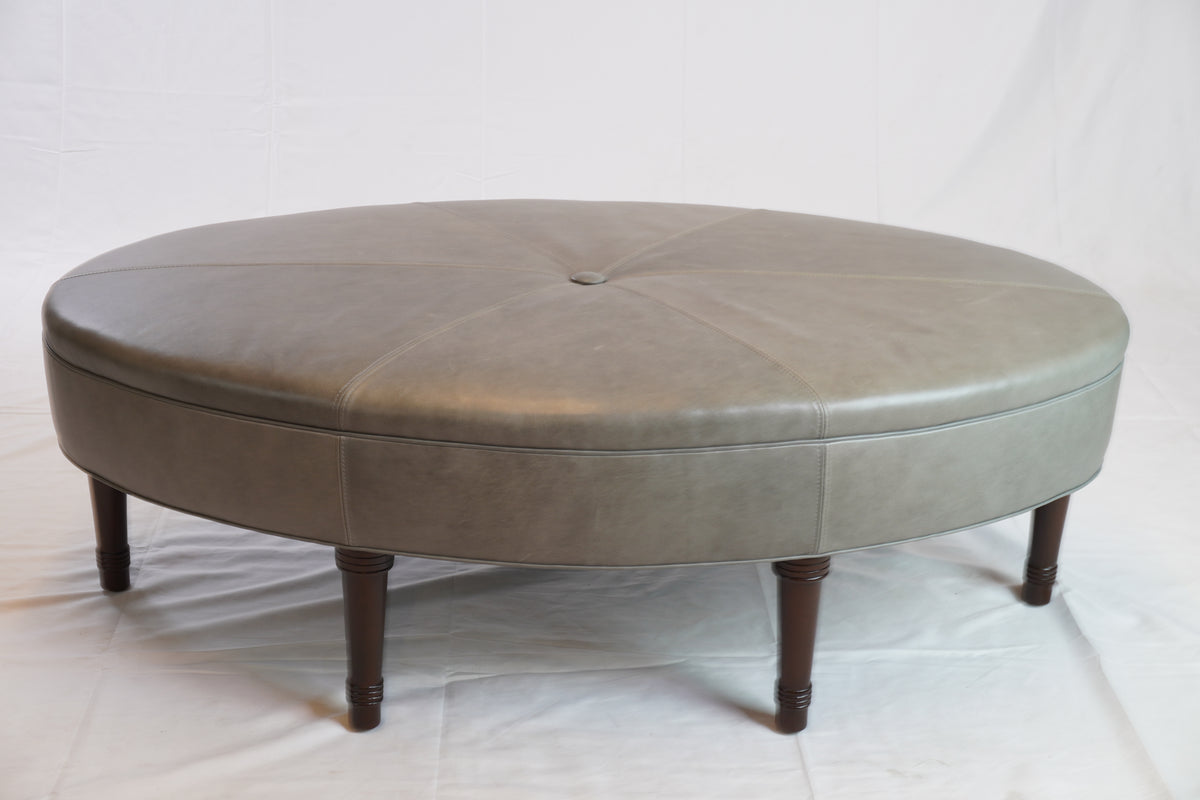 Jonas NY Upholsterer Oval Leather Ottoman or Table