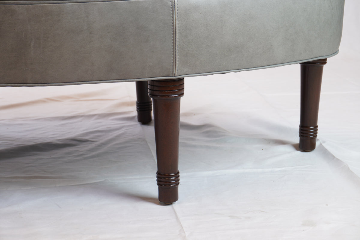 Jonas NY Upholsterer Oval Leather Ottoman or Table