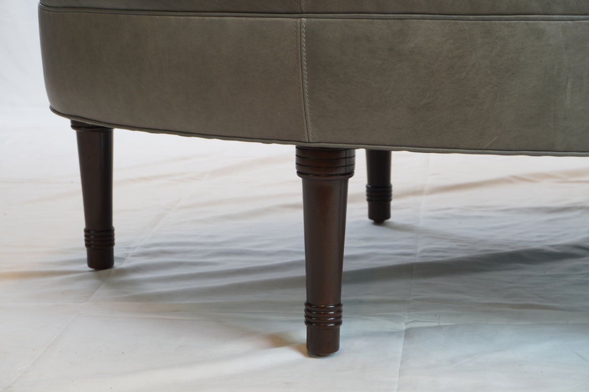 Jonas NY Upholsterer Oval Leather Ottoman or Table