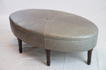 Jonas NY Upholsterer Oval Leather Ottoman or Table
