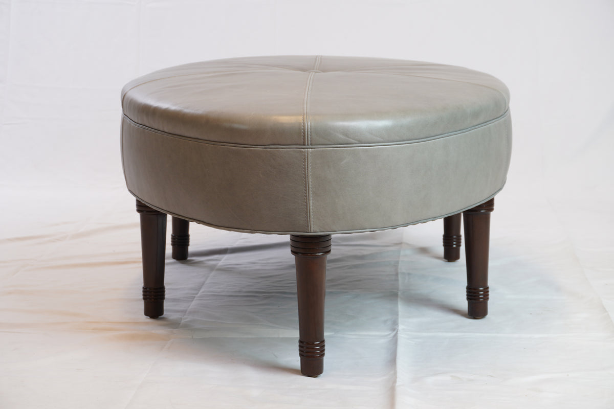 Jonas NY Upholsterer Oval Leather Ottoman or Table