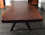 Custom 16 Feet Double Slab Claro Walnut with Cantilever Base Table - George Nakashima Inspired