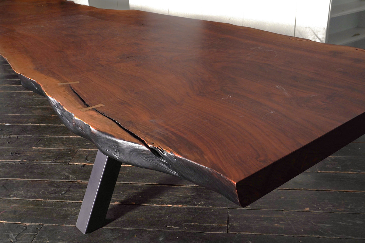 Custom 16 Feet Double Slab Claro Walnut with Cantilever Base Table - George Nakashima Inspired
