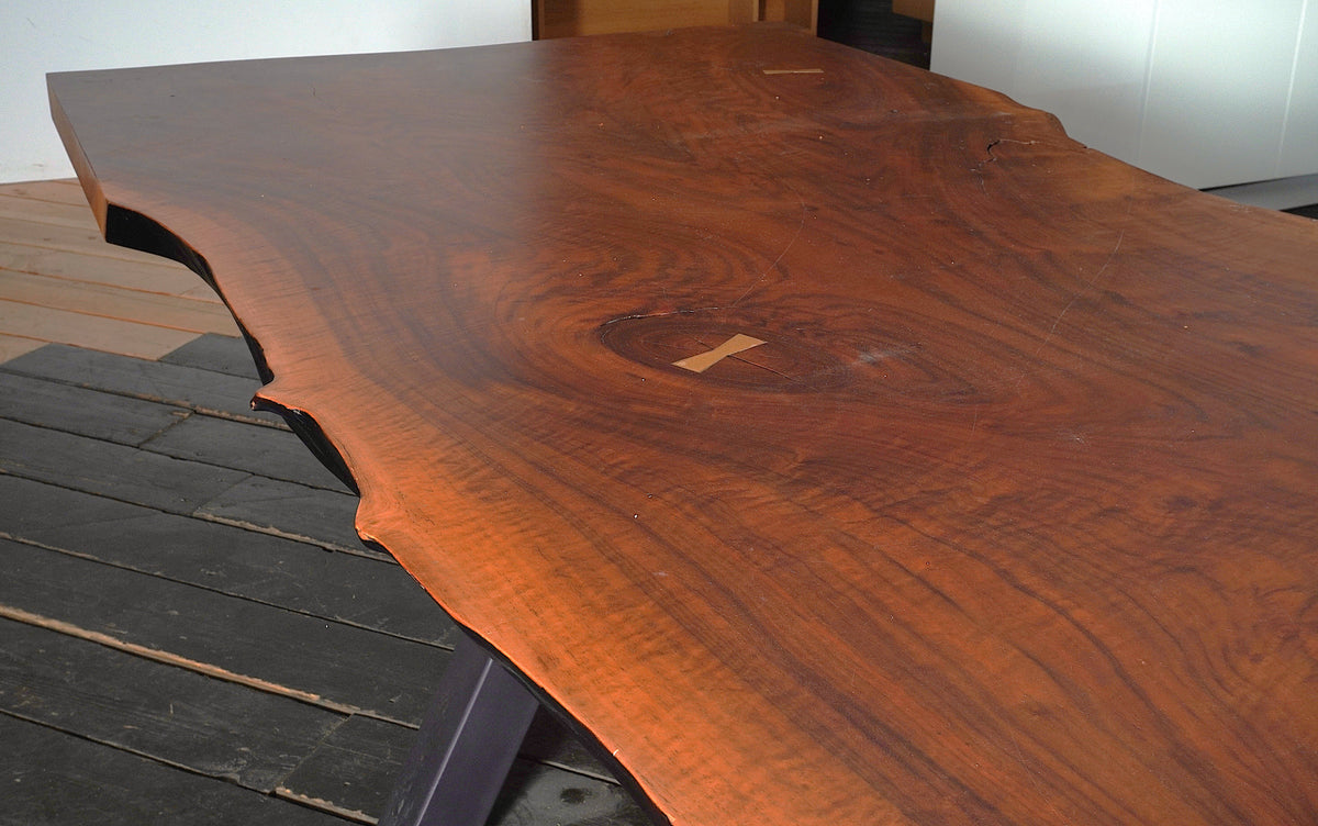 Custom 16 Feet Double Slab Claro Walnut with Cantilever Base Table - George Nakashima Inspired