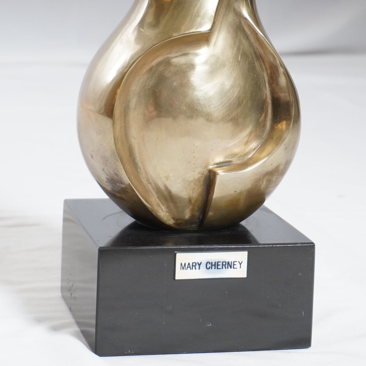 Modernist Abstract Solid Brass Sculpture by Mary Cherney