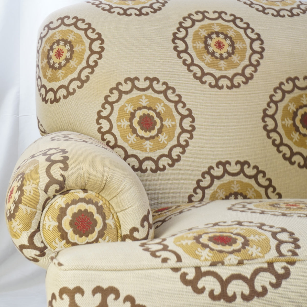 Emanuel Cappello Skirted Club Chairs, Pair of