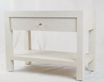 Custom Contemporary Linen Wrapped Nightstands, Pair of