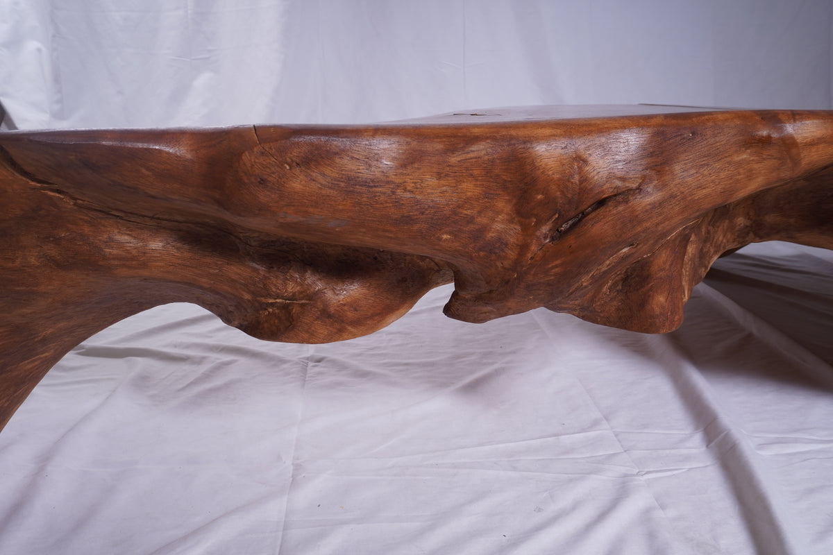 Vintage Large Solid Teak Live Edge Coffee Table