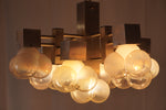 Mid Century Modern Sciolari Style 9 Arm  Aluminum  & Glass Chandelier