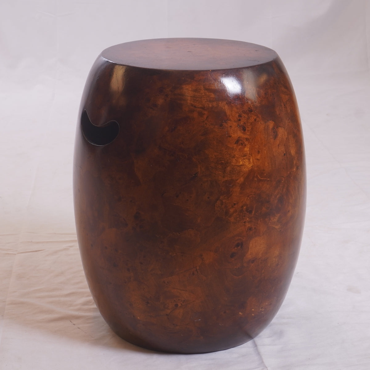 Vintage Barrel Burl Maplewood Veneer Stools C1970s, Pair of