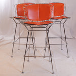 Knoll Bertoia Bar Stools Designed by Harry Bertoia with cushion, Set of 3